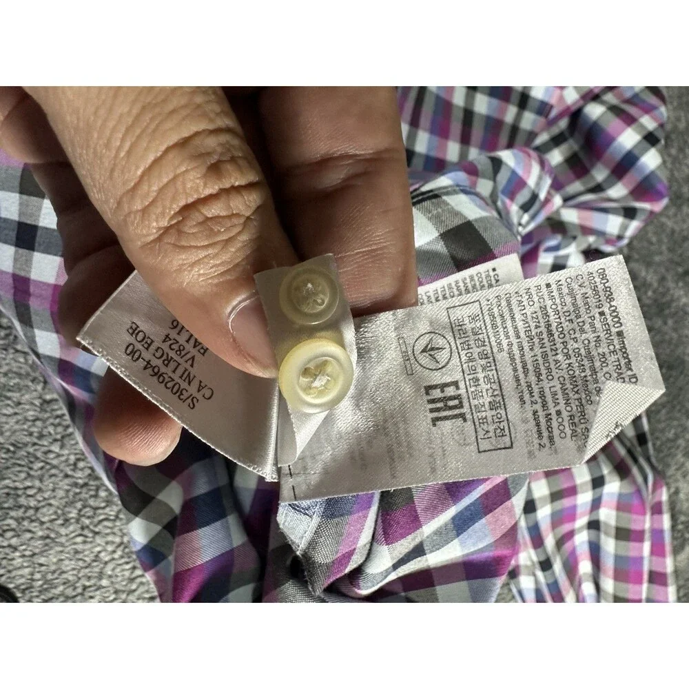 Banana Republic Purple Gingham Long Sleeve Button Up Shirt Size XL